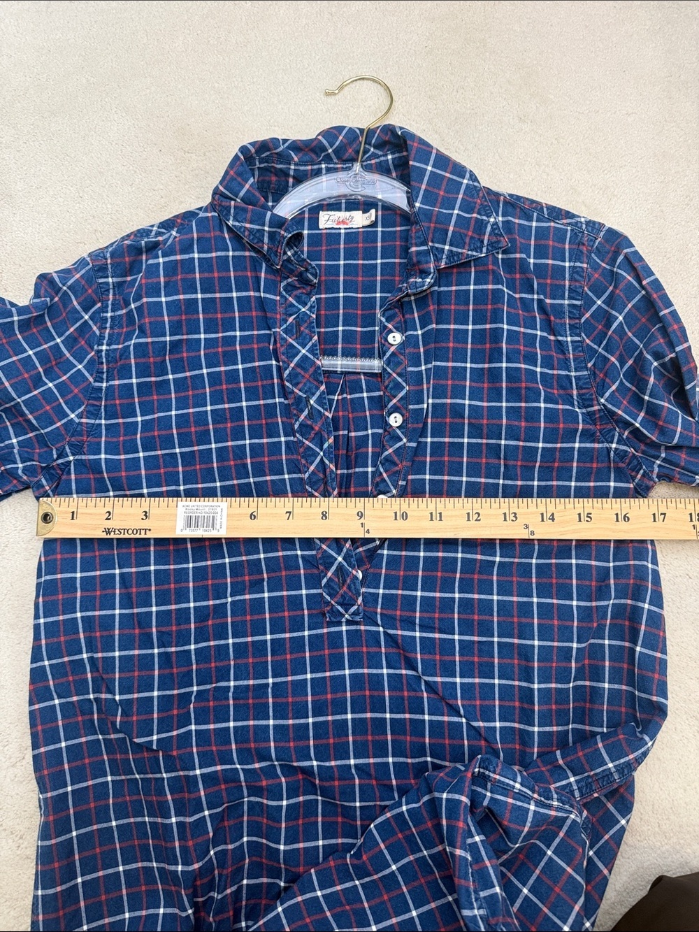 Faherty Lighthouse Shirt Dress Indigo Plaid Check Nautical Coastal Size XS - Picture 6 of 8